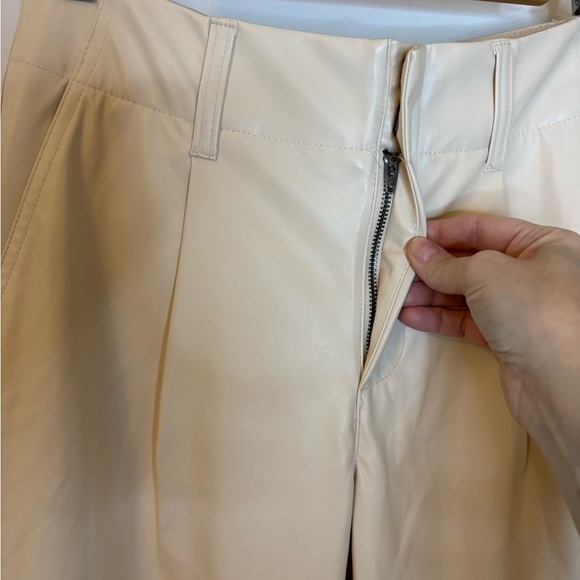 A New Day Beige Faux Leather Pleated Barrel Leg Panta - Picture 7 of 9